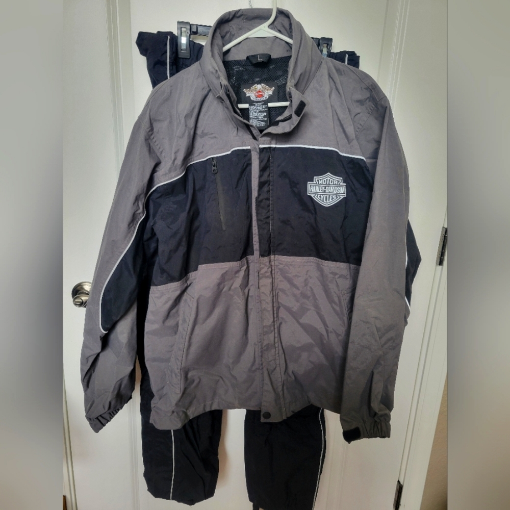 Mens Harley Davidson rainsuit jacket pants size Large